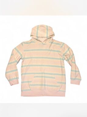 Quiksilver white and light blue horizontal striped hoodie
